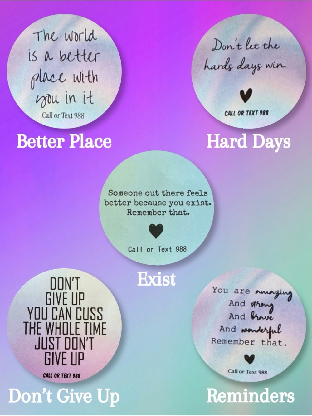 100 Mental Health & Suicide Awareness Stickers - Picture 3 of 4